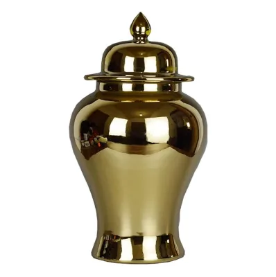 Chinese Ceramic Jar Ceramic Gold Jars Temple Jar Chinese Porcelain Ginger Jar for Gift and Decoration, ,H15.35 cm