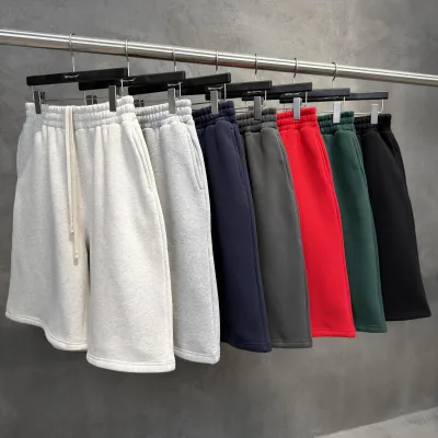 New AutumnRetro Knitted Fleece-Lined Eco-Friendly Breathable Seven-Point Loose Straight Shorts Soft Comfortable Plus Size Men's