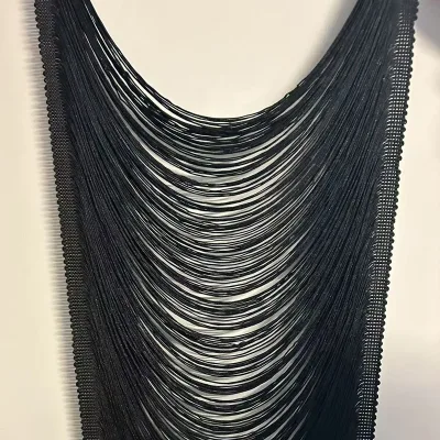 Cross-border 2030 cm Double-Sided Double-Strand Encrypted Tassel Lace Trim Garment Accessory Lamp Decoration Black Color