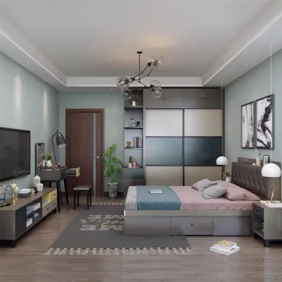 OEM ODM Luxury Italian Bedroom Set Chambre a Coucher Complet Modern Large Storage King Queen Double Bed for Home Apartment