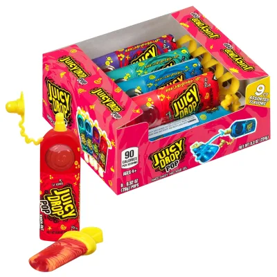 Juicy Drop Pop Sweet Liquid Candy Lollipops Sour Variety Pack with Assorted Flavors