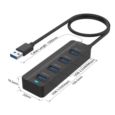 4-in-1 USB 3.0 4-Port Hub ABS USB Splitter Extender Docking Station for Laptop Computer HDD PC Mac Mouse Flash Drive USB 2.0