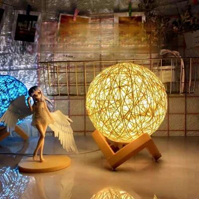 Starry Sky Rattan Modern Minimalist Table Lamp Creative Bedroom Colorful Bedside Lamp Romantic Atmosphere Warm Light LED Dimming
