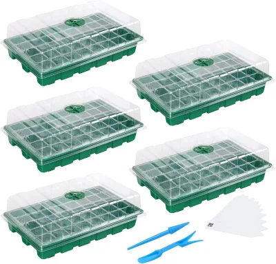 Heavy-Duty Clear Plastic 40-Cell Seed Starter Tray with Lid for Garden Supplies Nursery Plant Growing Nursery Kits