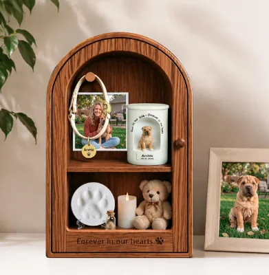 Wooden Pet Memorial Shadow Box Dog Memorial Frame Pet Memorial Shadow Box with Photo for Pet Loss Remembrance Home Decor