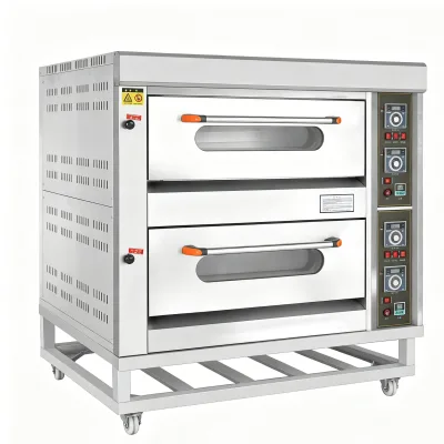 CE Approved 2 Deck 4 Trays Gas Deck Oven Energy Saving Commercial Baking Equipment for Pastry Cookies Baking