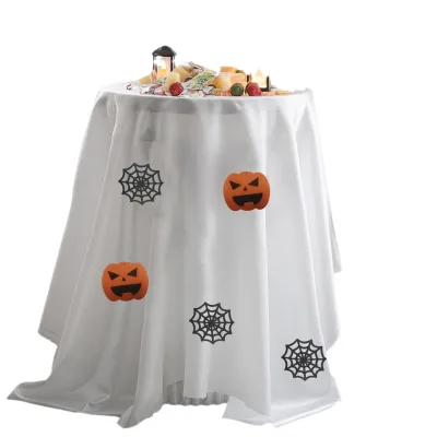 Halloween Decoration Table Cloth for Round Table Pumpkin Spider Ghost Face Restaurant Home Washable Table Cover Party Supplies
