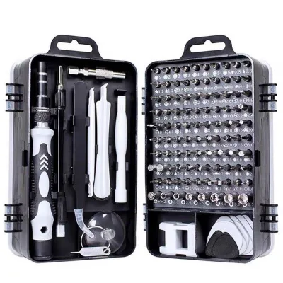 115-in-1 Magnetic Screwdriver Repair Kit with Zinc-Plated Carbon Steel Bits PP/TPR Handle Hand Tool Set for Maintenance