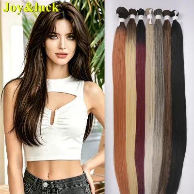 30 Inch Straight Hair Extensions High Temperature Flame Retardant Fiber, Factory Price Braided Hair Pieces Silky Smooth & Thick