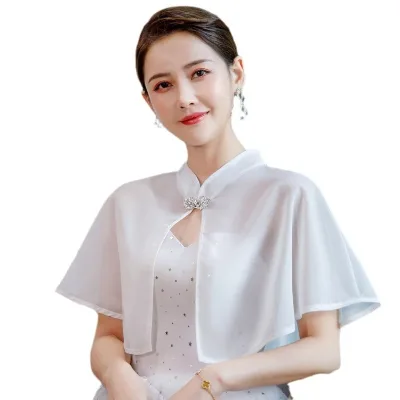 Women's Traditional Spring Summer Chiffon Shawl Lady Multi-Color Wedding   Short Cape