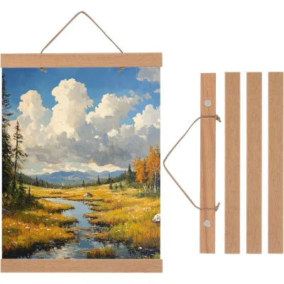Kids Artwork Display Wooden Magnetic Hanging Poster Frame Children's Picture Scroll Frame