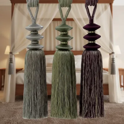 Elegant Multi Color Tassel Pendant Curtain Tassel Tiebacks with Beaded Details for Window Dressing Home Decor