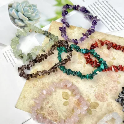 Wholesale Natural Crystal Jasper Jade Gemstone Chip Bracelet for Women Jewelry Healing Gift