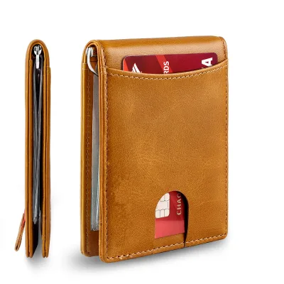 Latest Purse Leather Fire Wallet Money Clip ID Credit Card Holder RFID Slim Smart Wallet for Men
