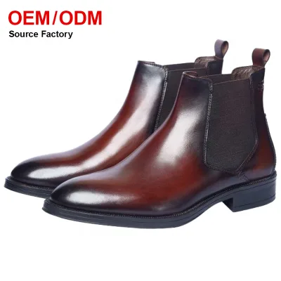 Factory Custom High-grade Fashion Men Shoes Leather Hiking Running Boot Fall and Winter New Mens Leather Boots Wholesale OEM ODM