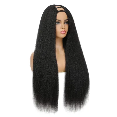 Wholesale Vendor Bridger Hair U Part Wig Glueless Human Hair Natural Black Color Kinky Straight Remy Virgin Hair Cuticle Aligned