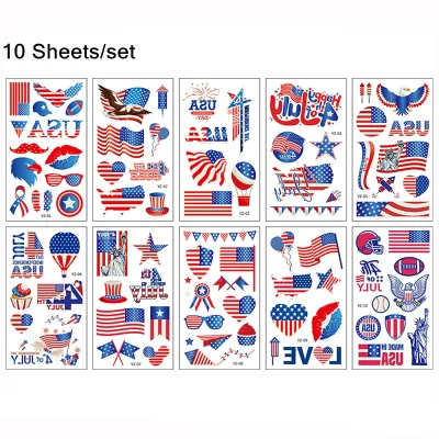 4th of July Temporary Tattoos Luminous Decorations Favors Party Supplies Accessories  USA Independence Day  Glow in the Dark