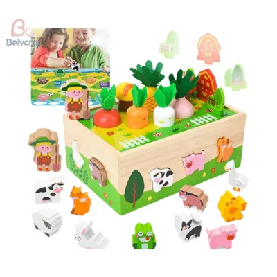 Children and Toddlers Wooden Farm Turnips Matching Box Fun Educational Pretend Play & Preschool Sports Toy for Birthday Gift
