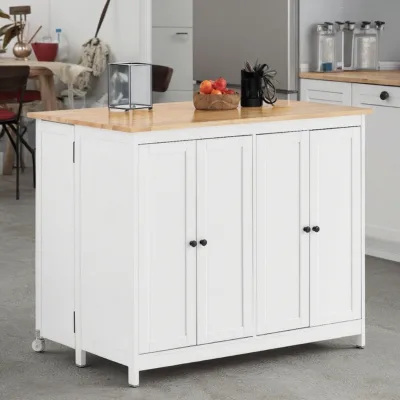 Bien Kitchen Island with Countertop Made of High Quality Engineered Wood and Stylishly Combined with clear White