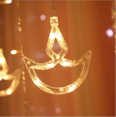 Hot Diwali India Fairy Divas Diya Ramadan Muslim Eid Garden Party Holiday Decoration Wall Window Led Curtain Boat String Lights