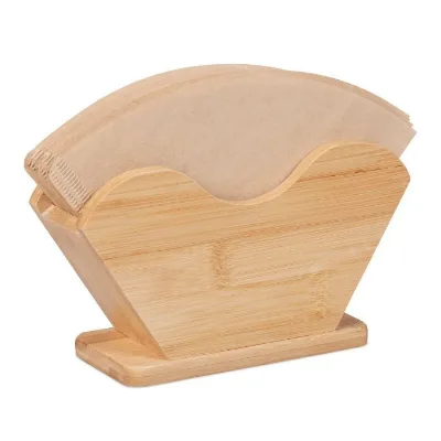 Wooden Stocked Coffee Filter Paper Holder & Napkin Dispenser Multi-Use Tissue Storage Rack for Home Kitchen