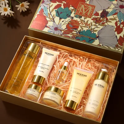 Private Label Luxury High Quality Healing Fluff Flower Balanced Moisturizing Skin Radiant Seven Piece Set MOOYAM Skin Care Set