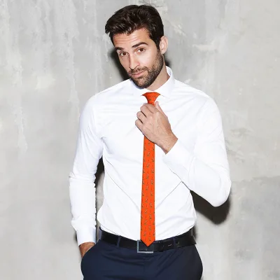 New Design High Quality 100% Silk Necktie Men's Elk Print Orange Italian Silk Tie