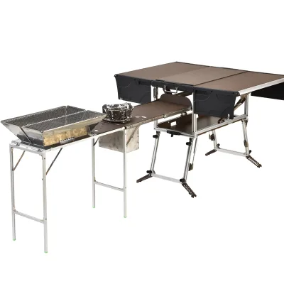 Camp Aluminum Kitchen and Rv Kitchen Bulin C650-BBQ Outdoor Equipped Picnic Table Folding Camping Stove Camping Mobile Kitchen