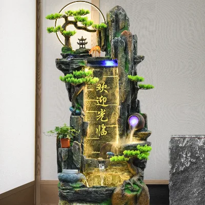 Rockery Fountain Landscape Flowing Water Decorations for Attracting Wealth Fengshui Wheel Porch Decoration