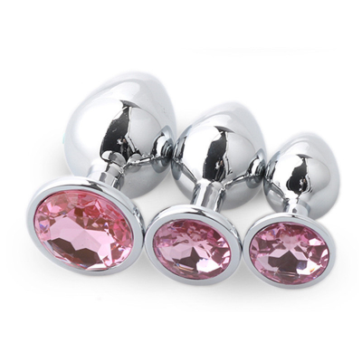 3Sizes Diamond Base Luxury Anal Plug Aluminum Alloy Butt Plug Anal Sex Toys