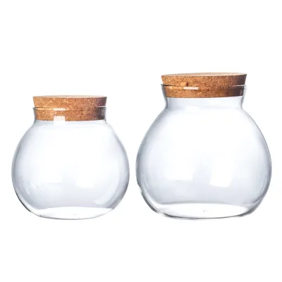 Wholesale High Borosilicate Glass Storage Jar with Cork Lid Airtight 500-1000ml Wedding Kitchen Dried Fruit Food Grains Storage