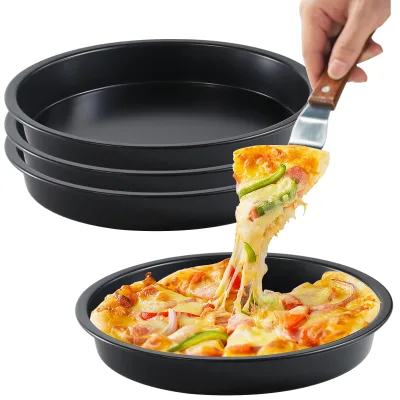 4 Pack 7inch Custom Heavy Duty Pizza Dish Baking Sheet Non-Stick Dish Pizza Baking Pan Tray