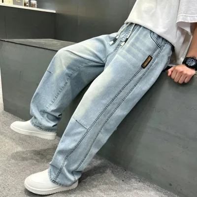 Summer Lightweight Soft Cotton Korean Kids Stretch Denim Anti-Mosquito Pants New Boys Casual Long Trousers Older Children