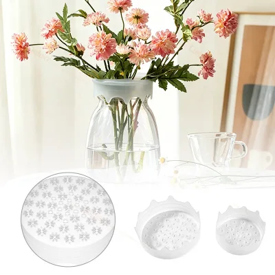 Customized logo Silicone Floral Grid Double Shaped Flower Holes Stretchable Vase Top Holder for Round Square Vases