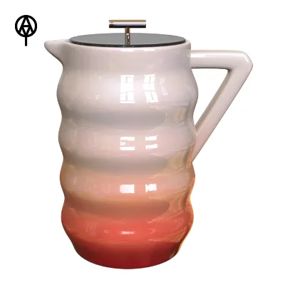 Wholesale Custom Eco-Friendly Ombre Ripple Design Ceramic French Press Coffee Maker Unique Stylish Press Type with Flowing Water