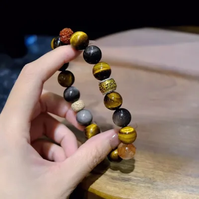 Natural crystal agate tiger's eye stone bracelet fashionable and simple crystal bracelet