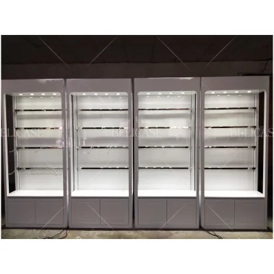 Perfume Shop Cosmetic Store Custom Layers Display Product Storage on the Bottom White Cabinet