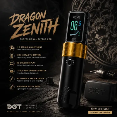 DGT Levitation Tattoo Pen Machine Batteries 2300mAh 4.5mm Adjustable Stroke TFT Display Professional Tattoo Machine