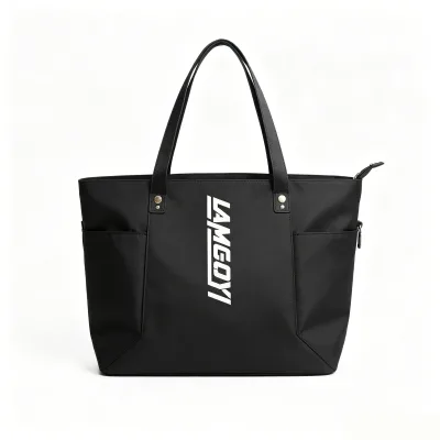 LAMGOYI Custom Waterproof Tote Bag Women Gym Sports Tote Canvas Shoulder Shopper with Zipper Pocket Multi-pocket Travel Beach