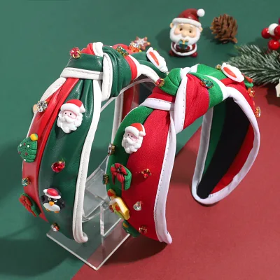 Women and Girls Fashion Headband with Crystal Rhinestone Santa Claus Christmas Tree Design for Parties Other Special Occasions