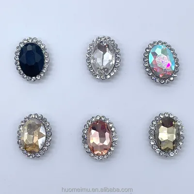 New 1.5cm Oval Sew-On Rhinestones with 16 Facets Fashionable Simple Decorative Accessories for Clothing Shoes Hats & Nail Art