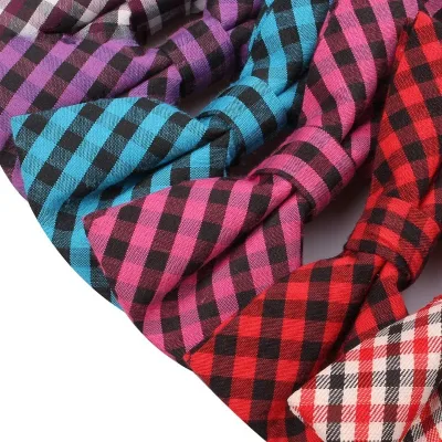 New Fashion Double-layer Cotton Bowtie Wholesale Colorful Plaid Checked Men's Bow Tie For Party