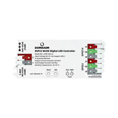 ESP32 Addressable WLED Digital Strip Light Controller USB-C Powered DIY Lighting Effects 100+ Custom Firmware Options Smart
