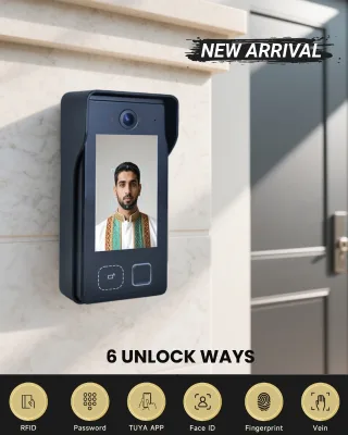 Hiwink 2MP Smart Doorbell with Face Vein Recognition Waterproof Two-Way Audio Customized Logo Battery Powered Wireless Solution