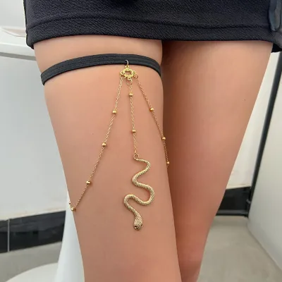 Fancy Day Hot Selling Sexy Crystal Beads Butterfly Snake Pendant Leg Chain Thigh Jewelry Multi-layer Leg Chain Body Jewelry