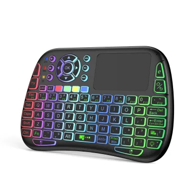 RGB Rechargeable USB Mini Keyboard Portable Backlit 2.4Gwireless Keyboard with Touchpad Air Mouse Remote for Smart TV Box Laptop
