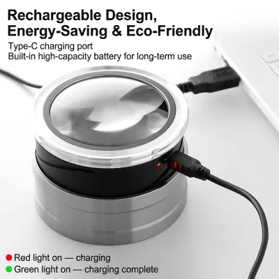Classic handheld and desktop dual-purpose magnifying glass with 5x to 7x zoom