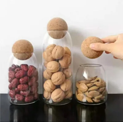 Wholesale 4pcs Set High Borosilicate Sealed Glass Classic Handmade Storage Jars Kitchen Use Gold/Silver Cork Stopper Balls