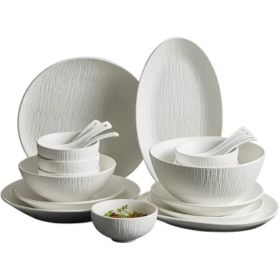 Household Minimalist Black and White Bowls and Plates