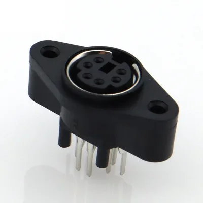 Custom Circular Mini Din Female Connector 6pin Vertical Dip Type with Fixing Holes MD-60SP